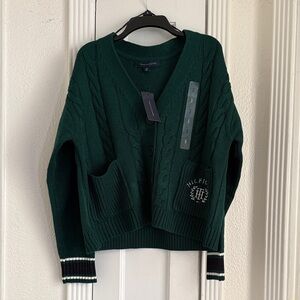Tommy Hilfiger Women's Forest Green Cable Knit Cardigan